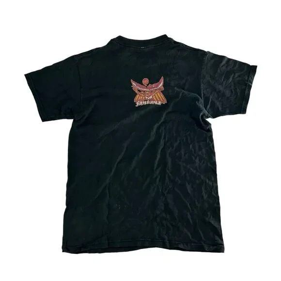 Vintage Carlos Santana Shirt Mens Medium Black Y2K Michael Roman River Of Colors - Picture 9 of 9